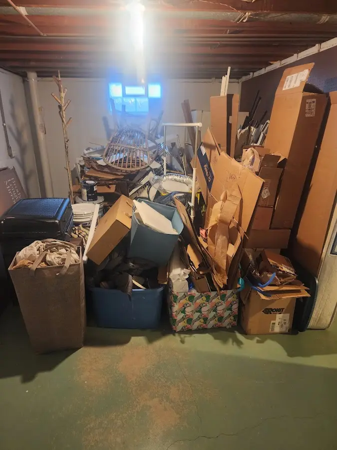 Roll-off dumpster container at job site for 15 Yard Dumpster Rental in Verona